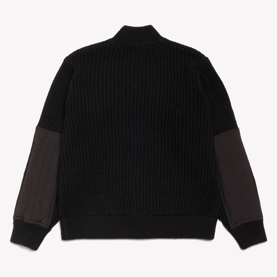 Military Patch Zip Sweater Black