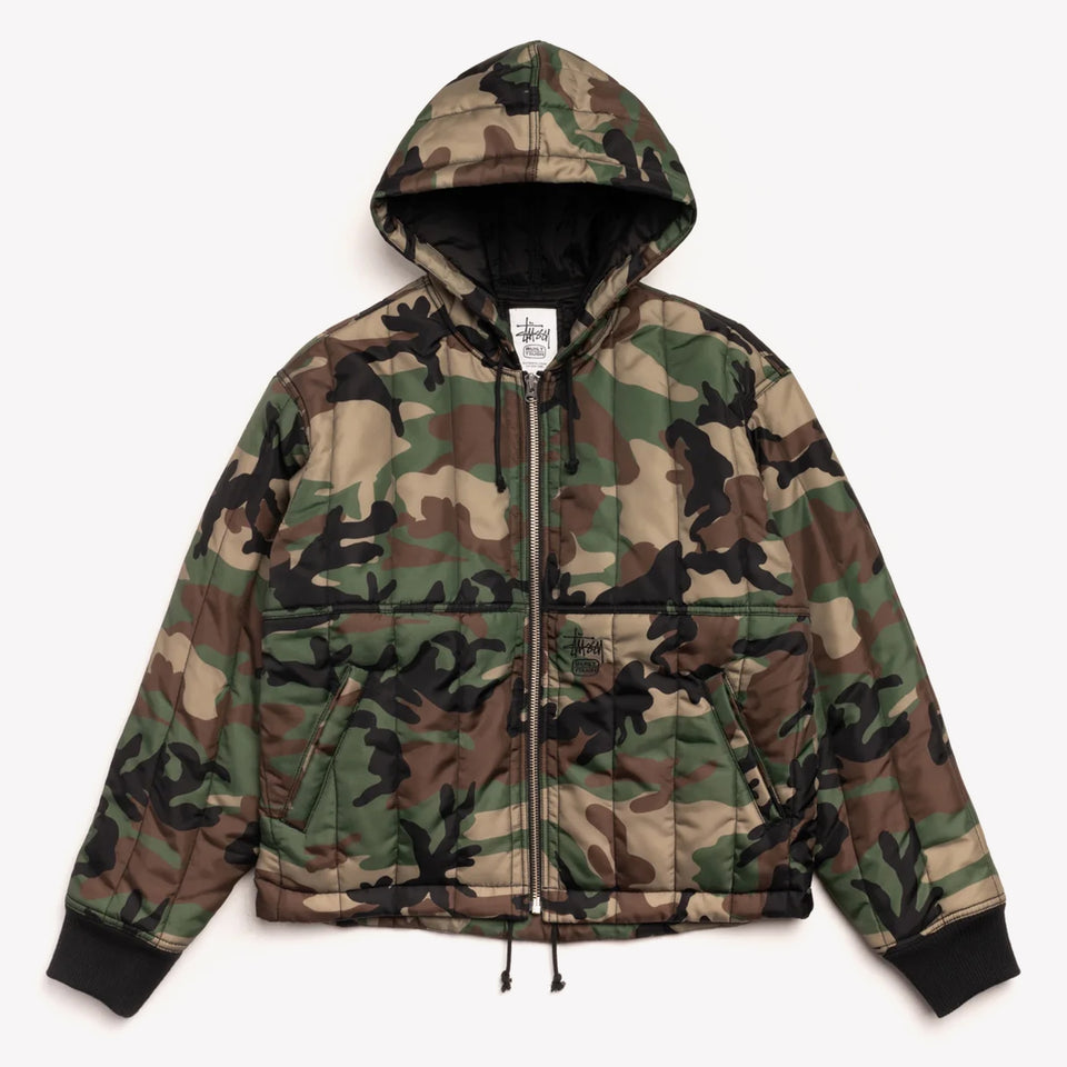 Work Jacket Quilted Nylon Woodland Camo