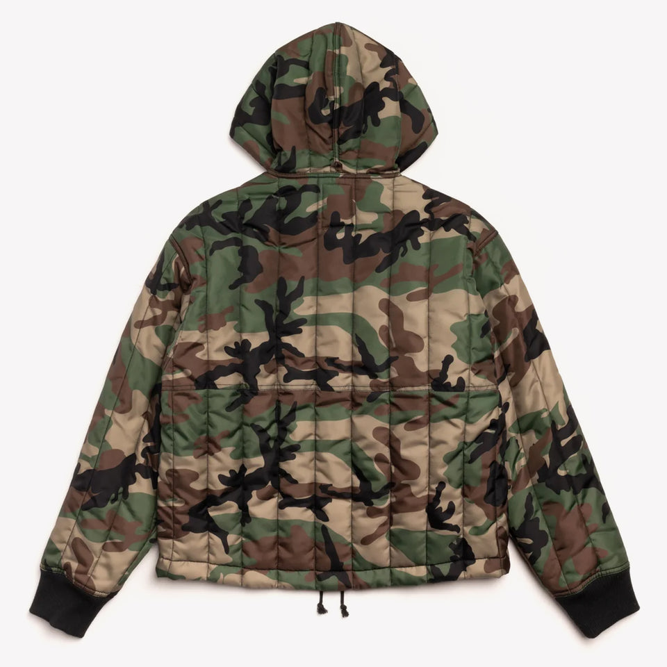 Work Jacket Quilted Nylon Woodland Camo