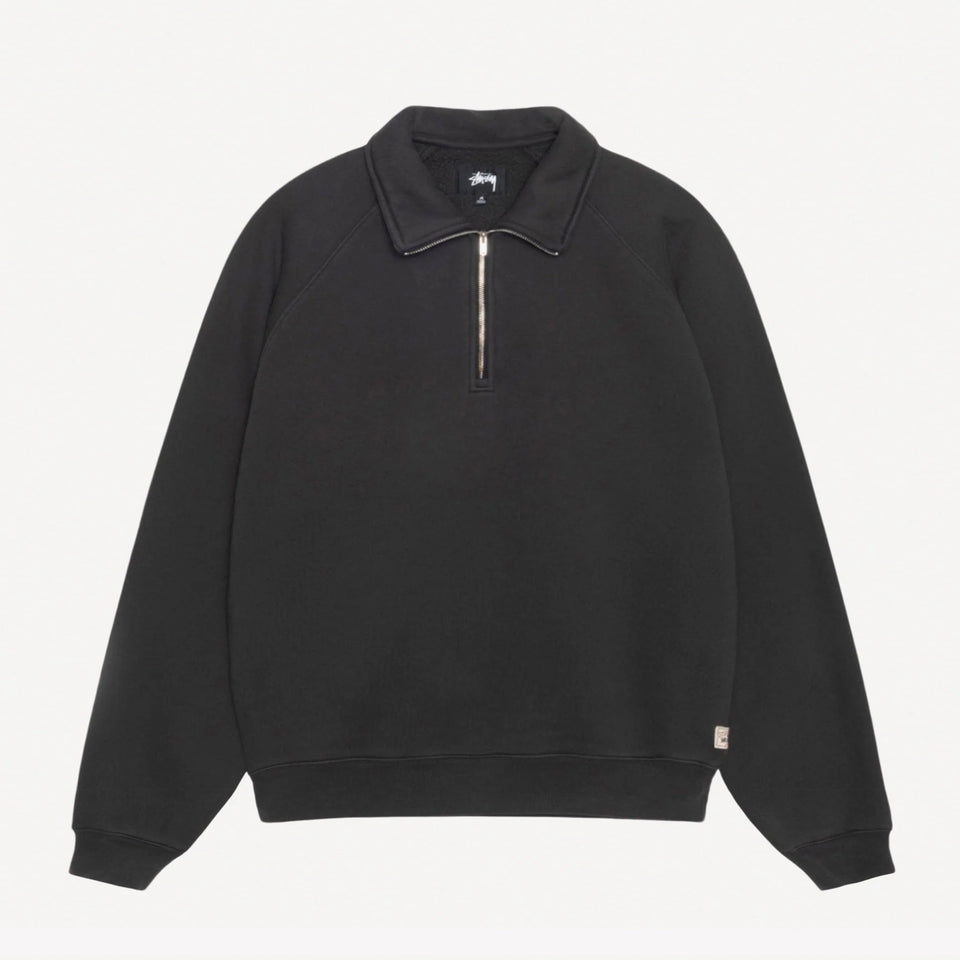 Fleece Raglan Zip Mock Washed Black
