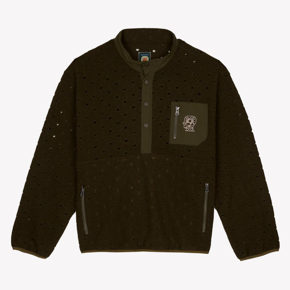 Hole Mock Neck Pullover Brown