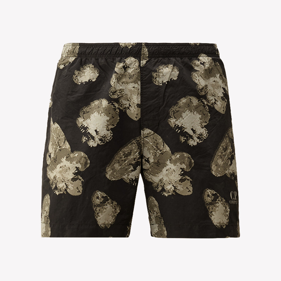 Abstract Print Swim Shorts Black