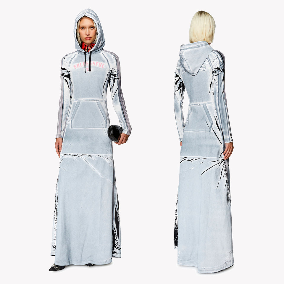 HOODIE DRESS WITH OVERPRINT