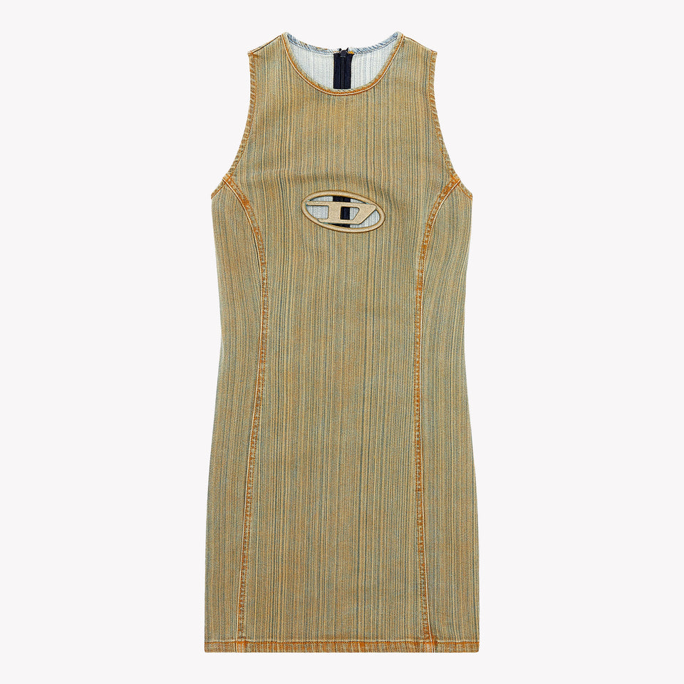 DENIM MINI DRESS WITH PLAQUE
