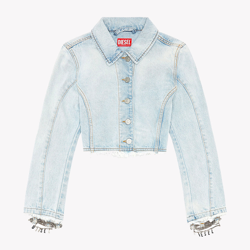 CROPPED DENIM JACKET WITH CHAIN DETAIL