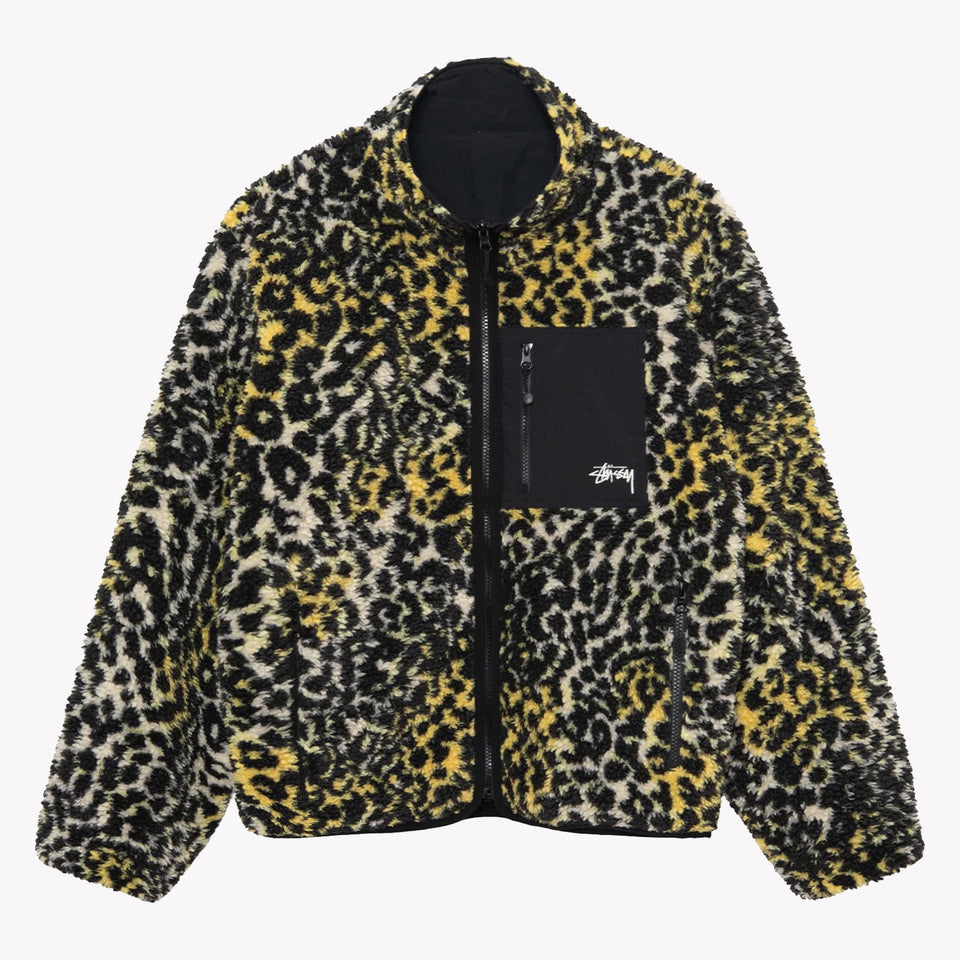 Sherpa Reversible Jacket Yellow Leopard