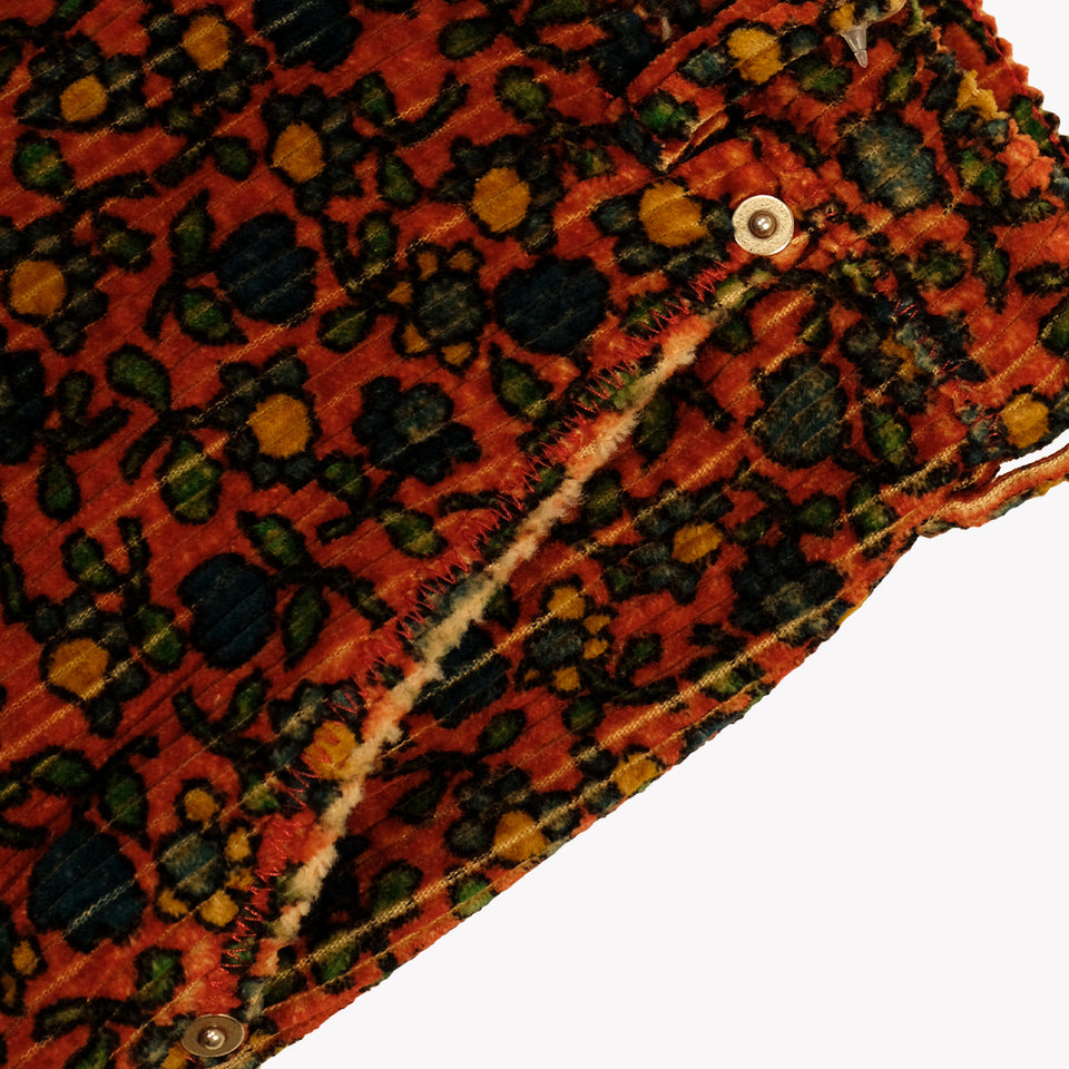 PRINTED FLOWER CORDUROY SHORTS