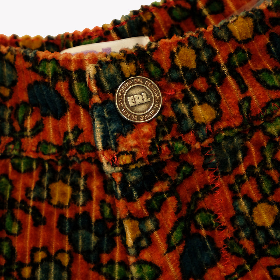 PRINTED FLOWER CORDUROY SHORTS
