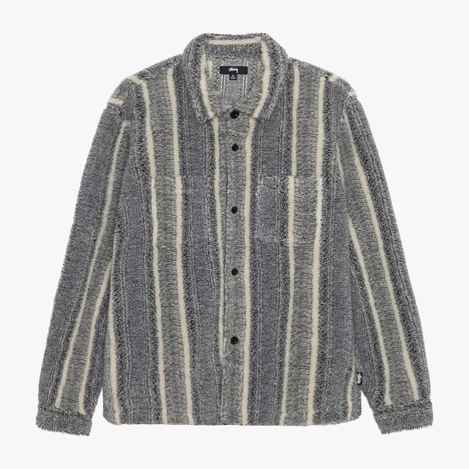 STRIPED SHERPA SHIRT CHARCOAL