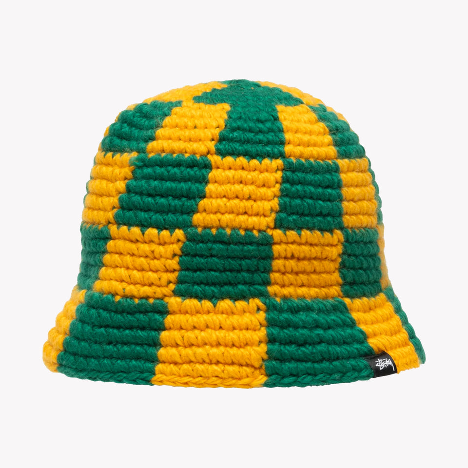 Checker Knit Bucket Hat Evergreen