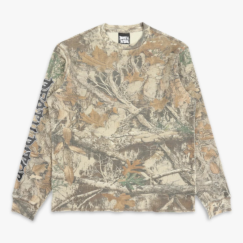 Script Sleeve Waffle Knit Tree Camo