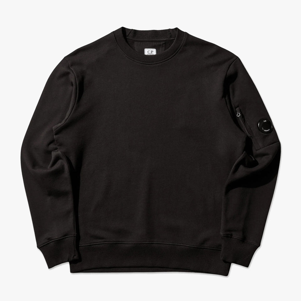 Brushed Emerized Diagonal Fleece Boxy Sweatshirt Black