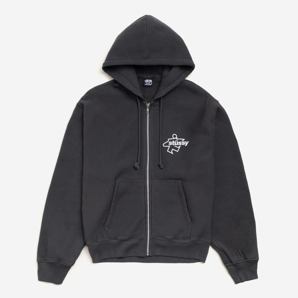 Surf Size Gar. Dyed Zip Hood Faded Black