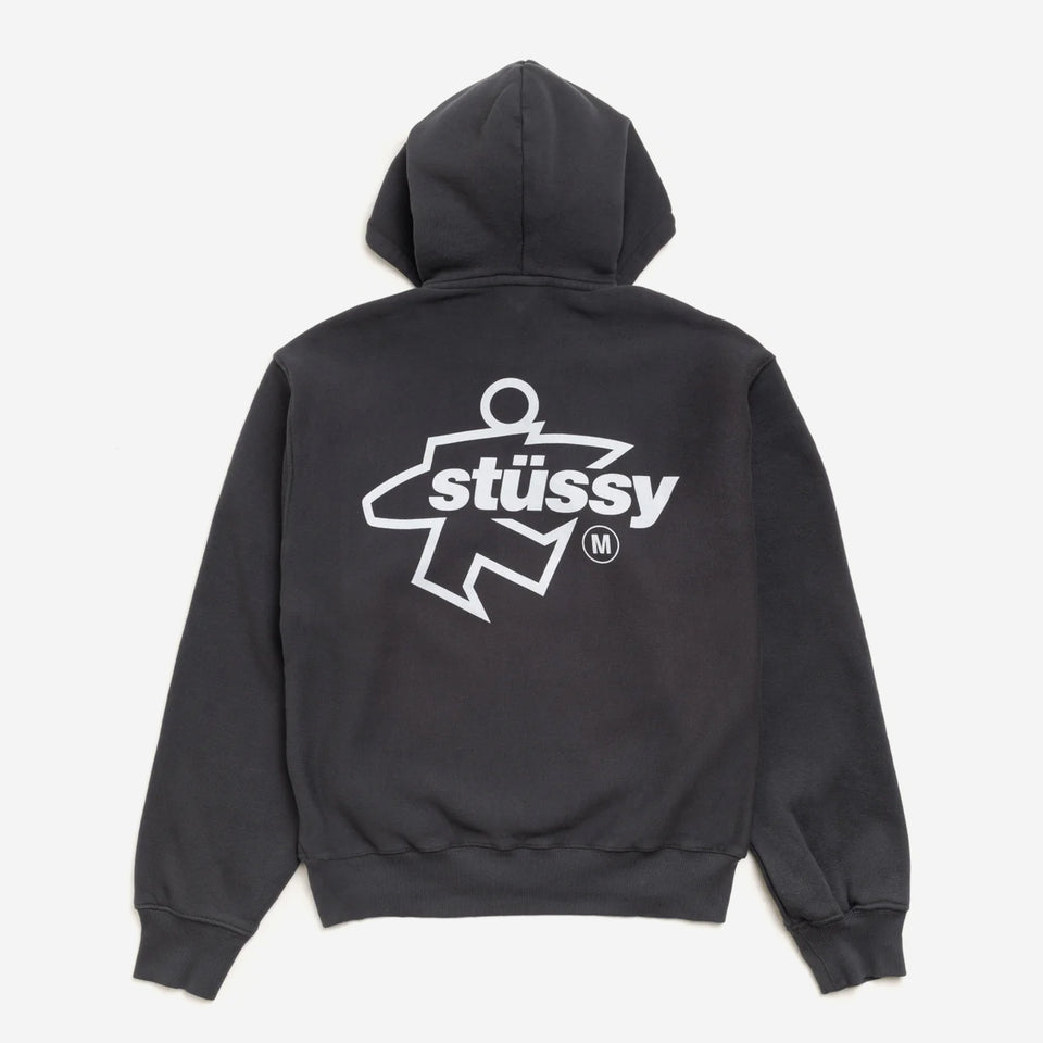 Surf Size Gar. Dyed Zip Hood Faded Black