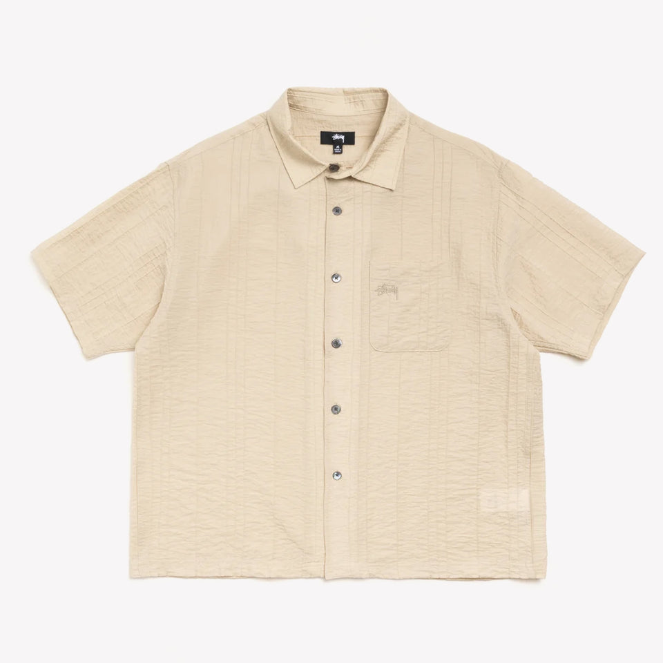 Pleated Textured Shirt Tan