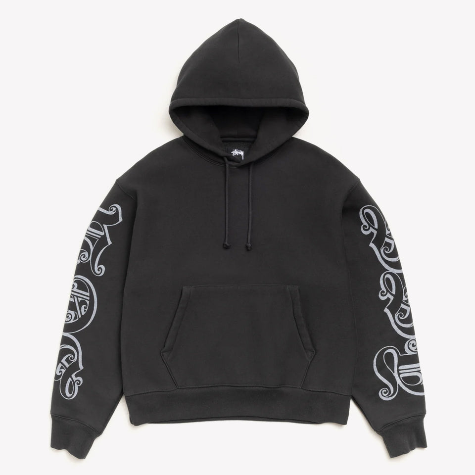 Motif Print Hood Black