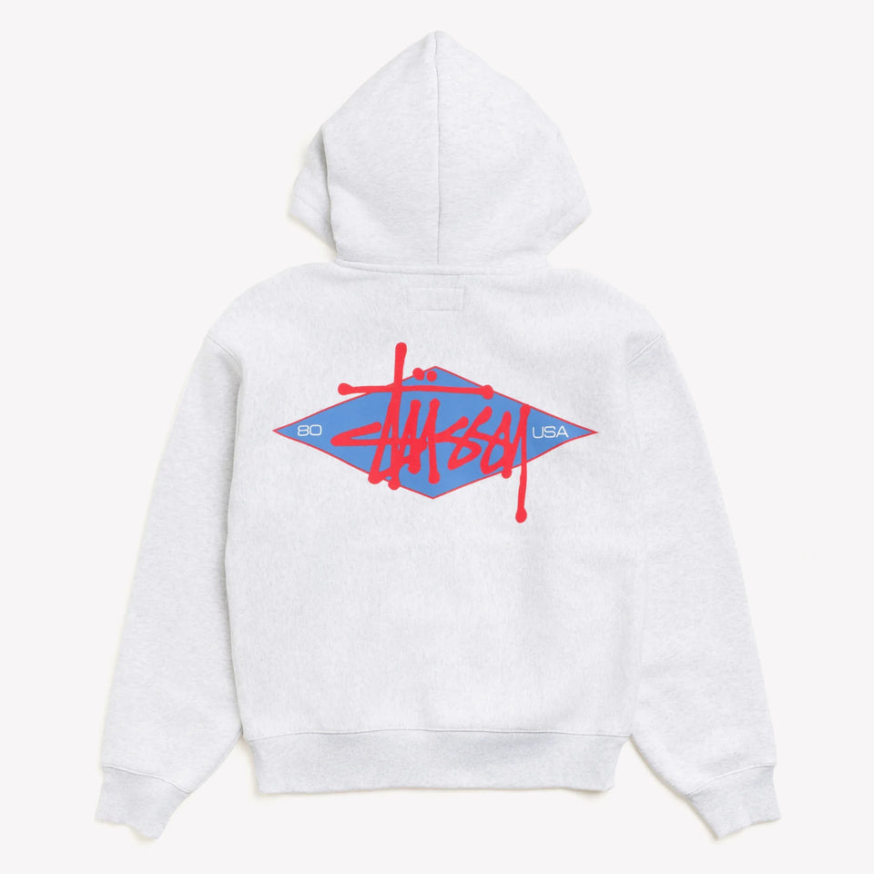 Basic Diamond Zip Hood Ash Heather