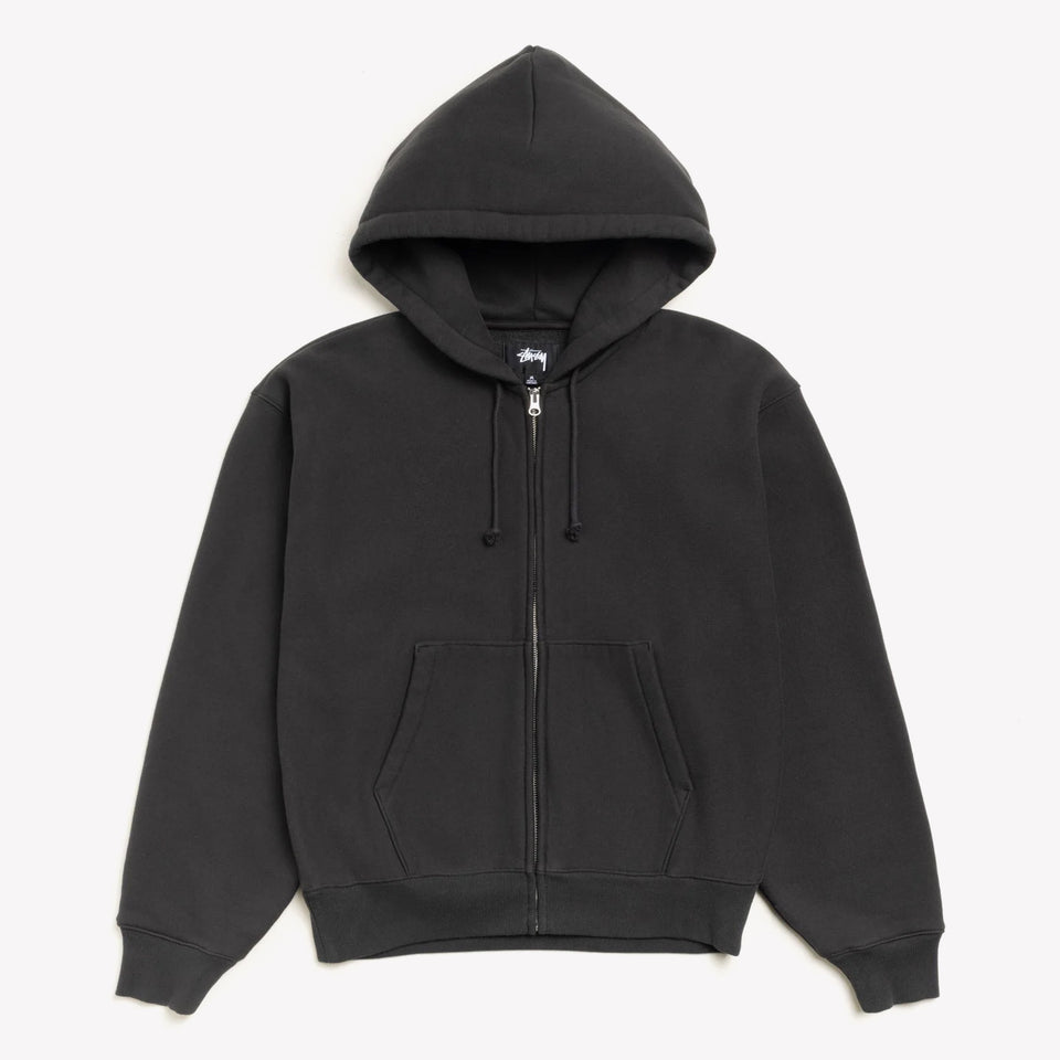 Basic Diamond Zip Hood Black