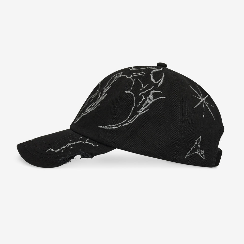 Ryli Embroidered 6 Panel Cap Black