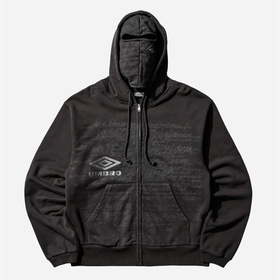 Compact Masked Zip Hoodie Washed Black
