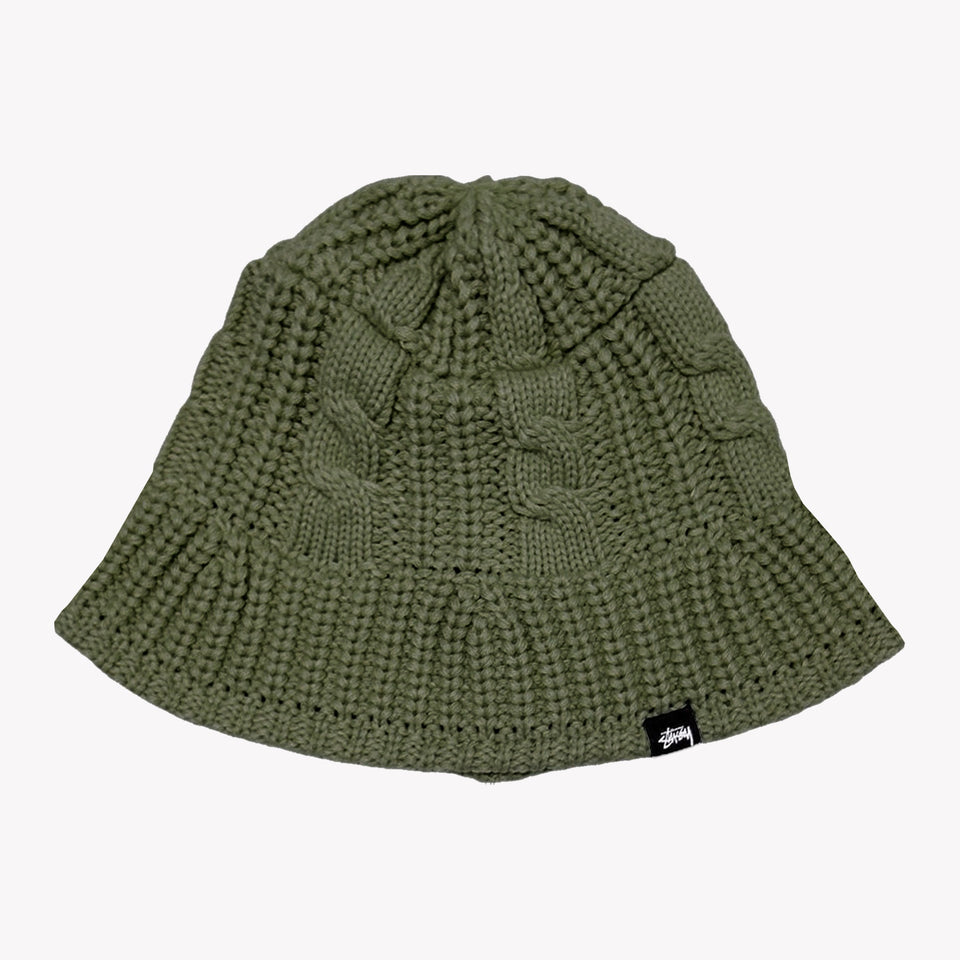 Cable Knit Bucket Hat Olive