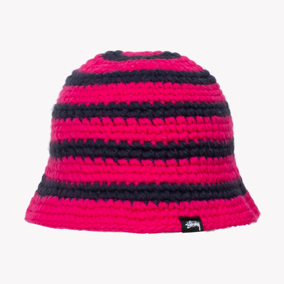 SWIRL KNIT BUCKET HAT HOT PINK