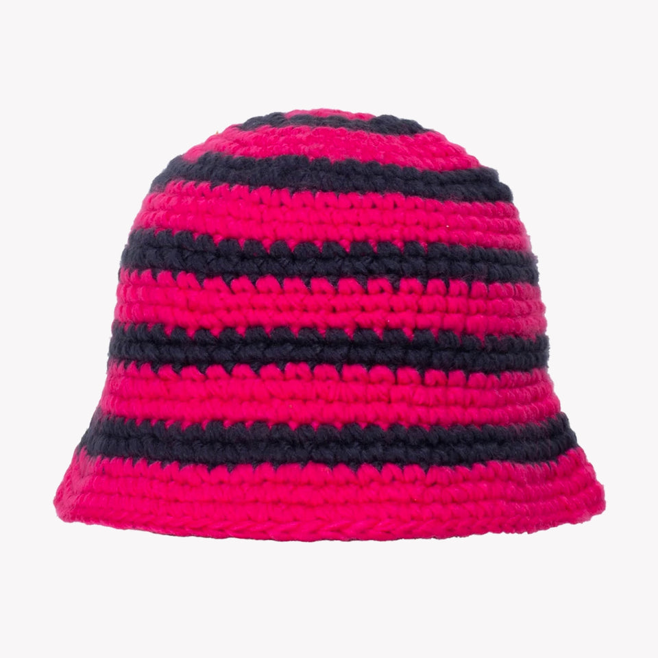SWIRL KNIT BUCKET HAT HOT PINK